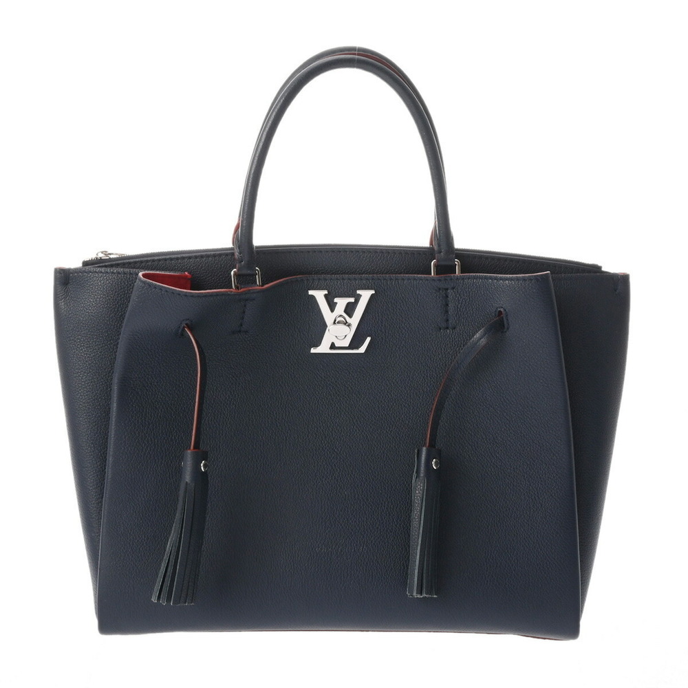 Louis Vuitton LockMe Marine Blue Rouge Taurillon Leather Handbag